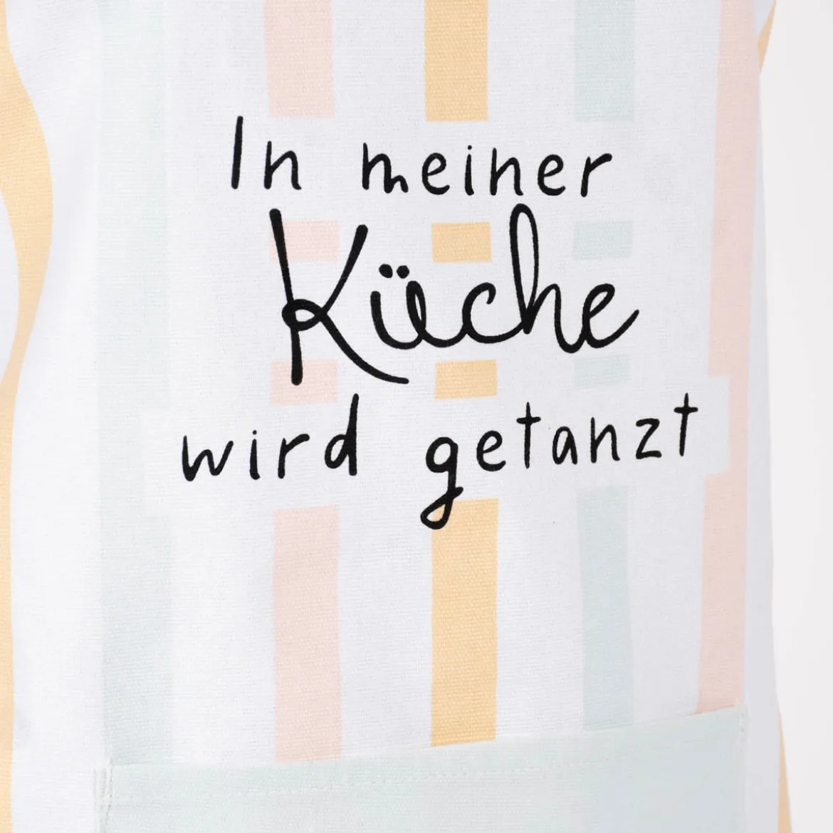 Grafik Werkstatt Schürze verstellbar In meiner Küche wird getanzt Streifen weiß bunt 66x85cm