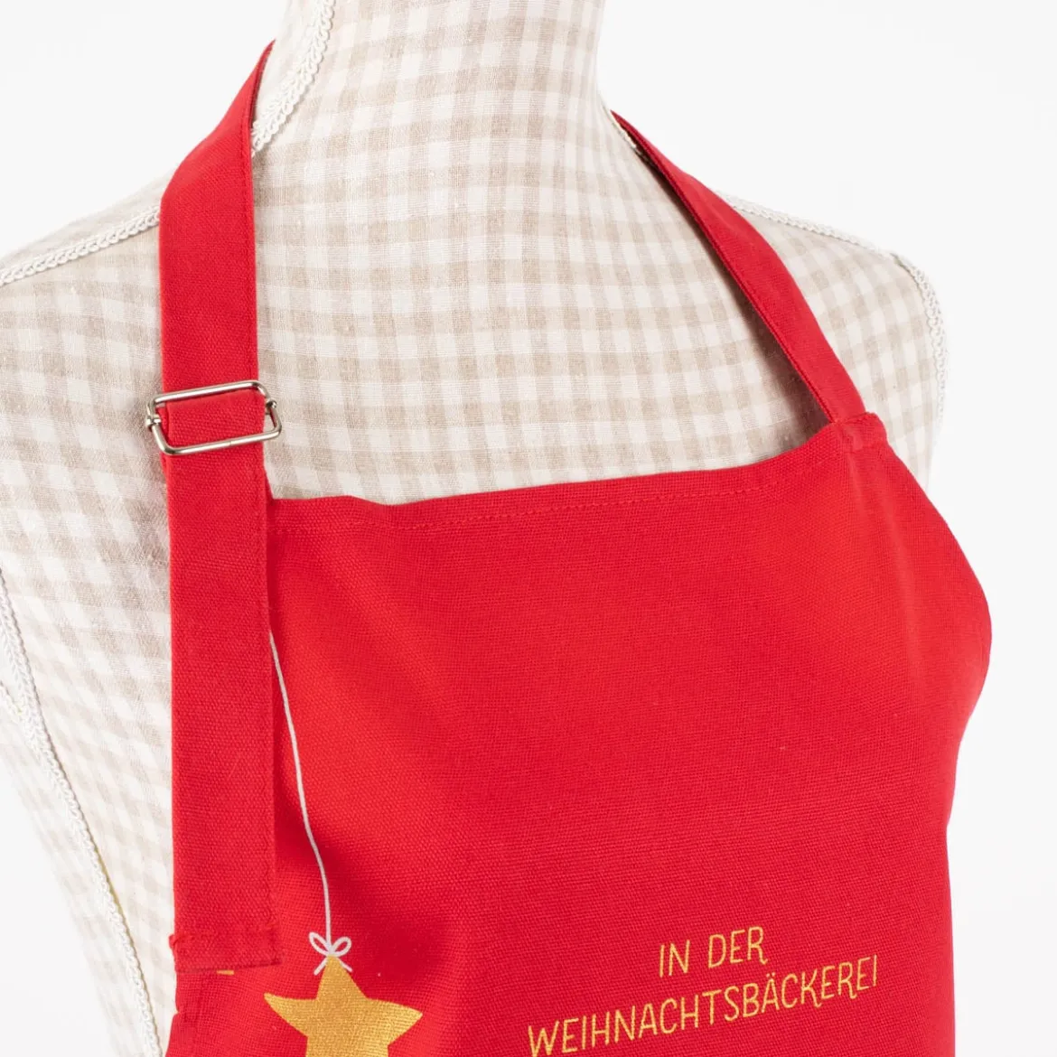 Grafik Werkstatt Schürze verstellbar In der Weihnachtsbäckerei Stern rot 66x85cm