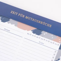 Grafik Werkstatt Tages To Do Notizblock Zeit für Mutausbrüche dunkelblau 15x21cm