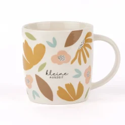 Grafik Werkstatt Tasse Gute Laune Kleine Auszeit Blumen abstrakt weiß bunt 300ml