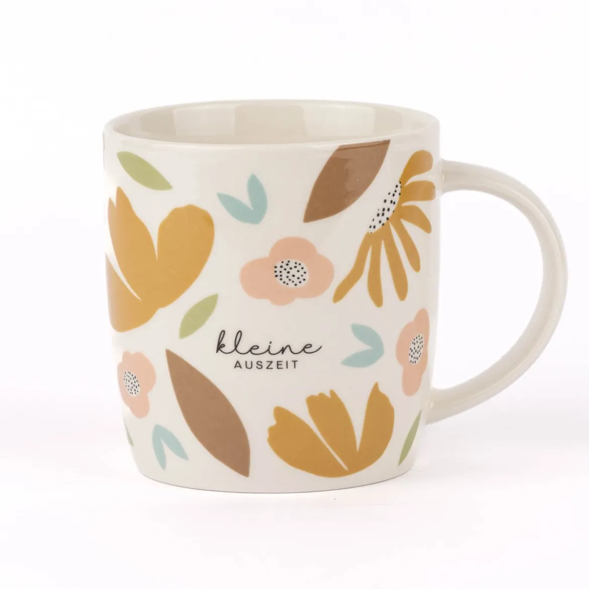 Grafik Werkstatt Tasse Gute Laune Kleine Auszeit Blumen abstrakt weiß bunt 300ml