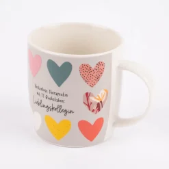 Grafik Werkstatt Tasse Gute Laune Lieblingskollegin hellgrau bunt weiß 300ml