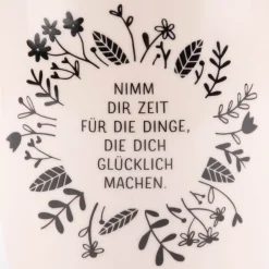 Grafik Werkstatt Tasse Nimm dir Zeit Blumen rosa schwarz weiß 300ml