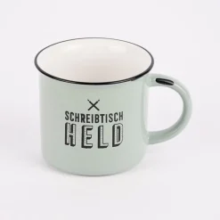 Grafik Werkstatt Tasse Vintage Schreibtisch Held altgrün schwarz 470ml