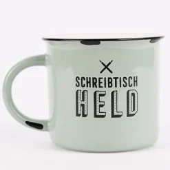 Grafik Werkstatt Tasse Vintage Schreibtisch Held altgrün schwarz 470ml