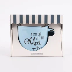 Grafik Werkstatt Tasse Vintage Nimm dir Zeit für Meer hellblau schwarz 400ml