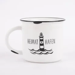 Grafik Werkstatt Tasse Vintage Heimathafen weiß schwarz 400ml