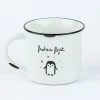 Grafik Werkstatt Tasse Vintage Weihnachten Frohes Fest Pinguin weiß schwarz 400ml