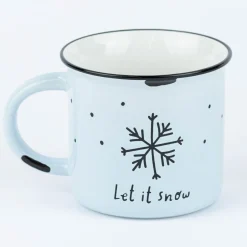 Grafik Werkstatt Tasse Vintage Weihnachten Let it snow hellblau schwarz 400ml