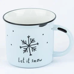Grafik Werkstatt Tasse Vintage Weihnachten Let it snow hellblau schwarz 400ml