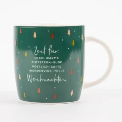 Grafik Werkstatt Tasse Zeit für Weihnachten Tannenbäume dunkelgrün 300ml