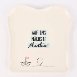 Grafik Werkstatt Toastteller AUF INS NÄCHSTE Abenteuer weiß 14,5x15,5cm