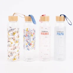 Grafik Werkstatt Trinkflasche aus Glas Weltbester Papa kariert 550ml