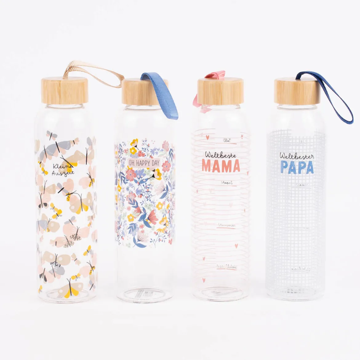 Grafik Werkstatt Trinkflasche aus Glas Weltbester Papa kariert 550ml