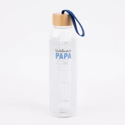 Grafik Werkstatt Trinkflasche aus Glas Weltbester Papa kariert 550ml
