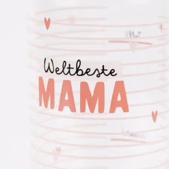 Grafik Werkstatt Trinkflasche aus Glas Weltbeste Mama Streifen Herzen 550ml