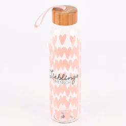 Grafik Werkstatt Trinkflasche aus Glas Lieblingsmensch Herzen 550ml