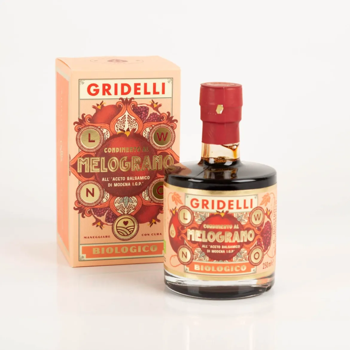 GRIDELLI Bio Balsamico Granatapfel Condimento Melograno All Aceto Balsamico di Modena I.G.P. Biologico 250ml