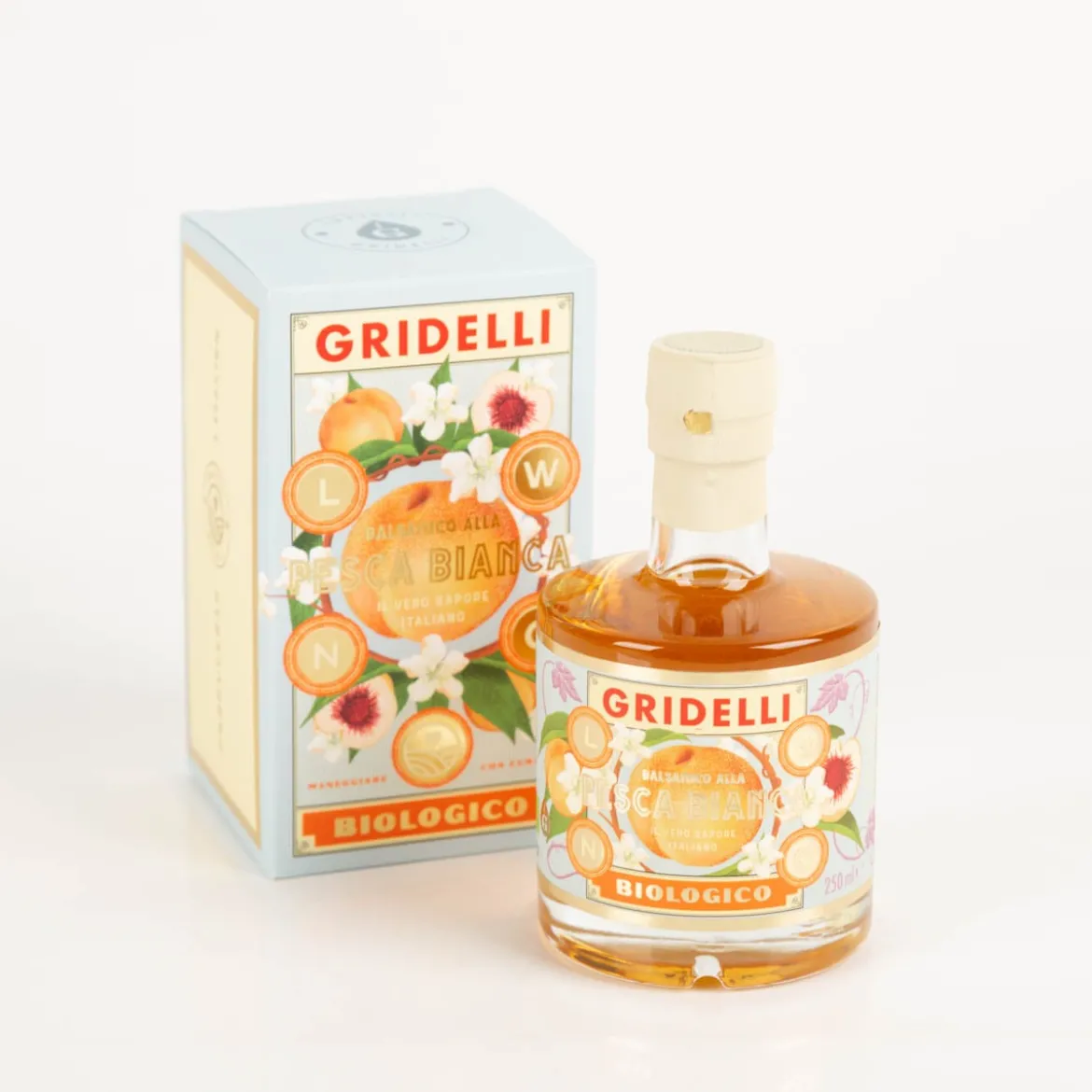 GRIDELLI Bio Pfirsich Balsamico alla Pesca Bianca Il Vero Sapore Italiano Biologico 250ml