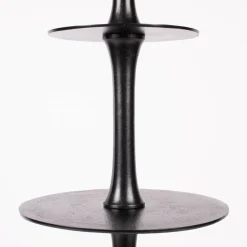 Große Etagere rund Metall Strukturoberfläche 4stufig Aluminium schwarz 55x123cm