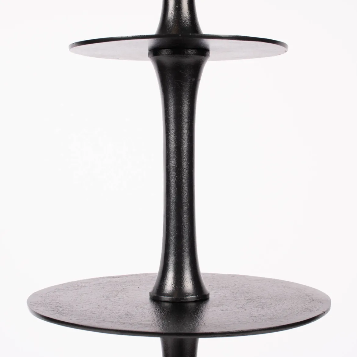 Große Etagere rund Metall Strukturoberfläche 4stufig Aluminium schwarz 55x123cm