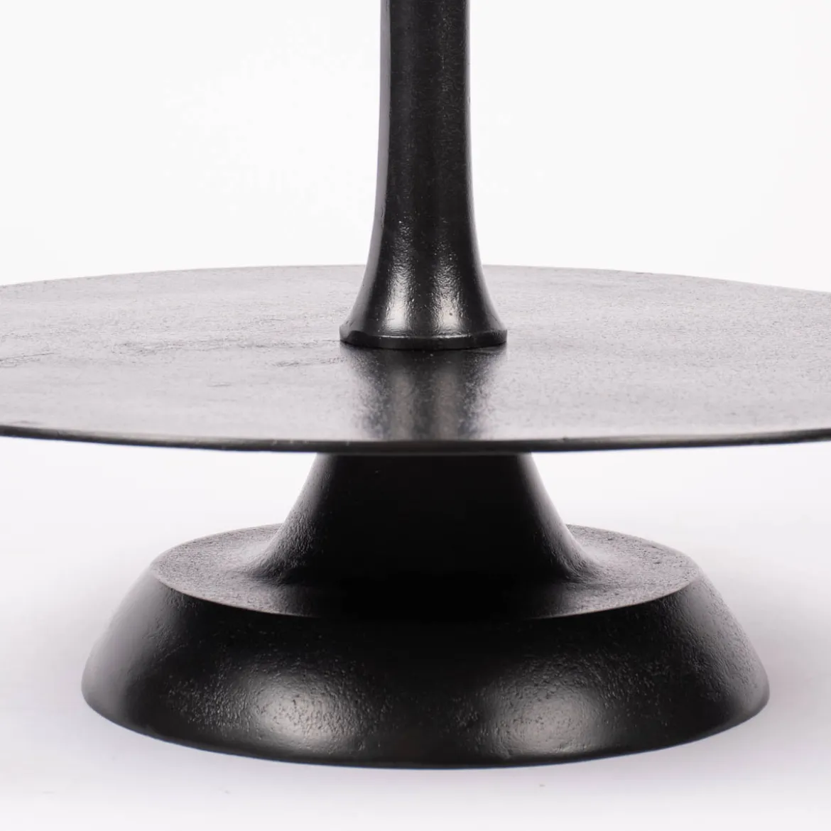 Große Etagere rund Metall Strukturoberfläche 4stufig Aluminium schwarz 55x123cm