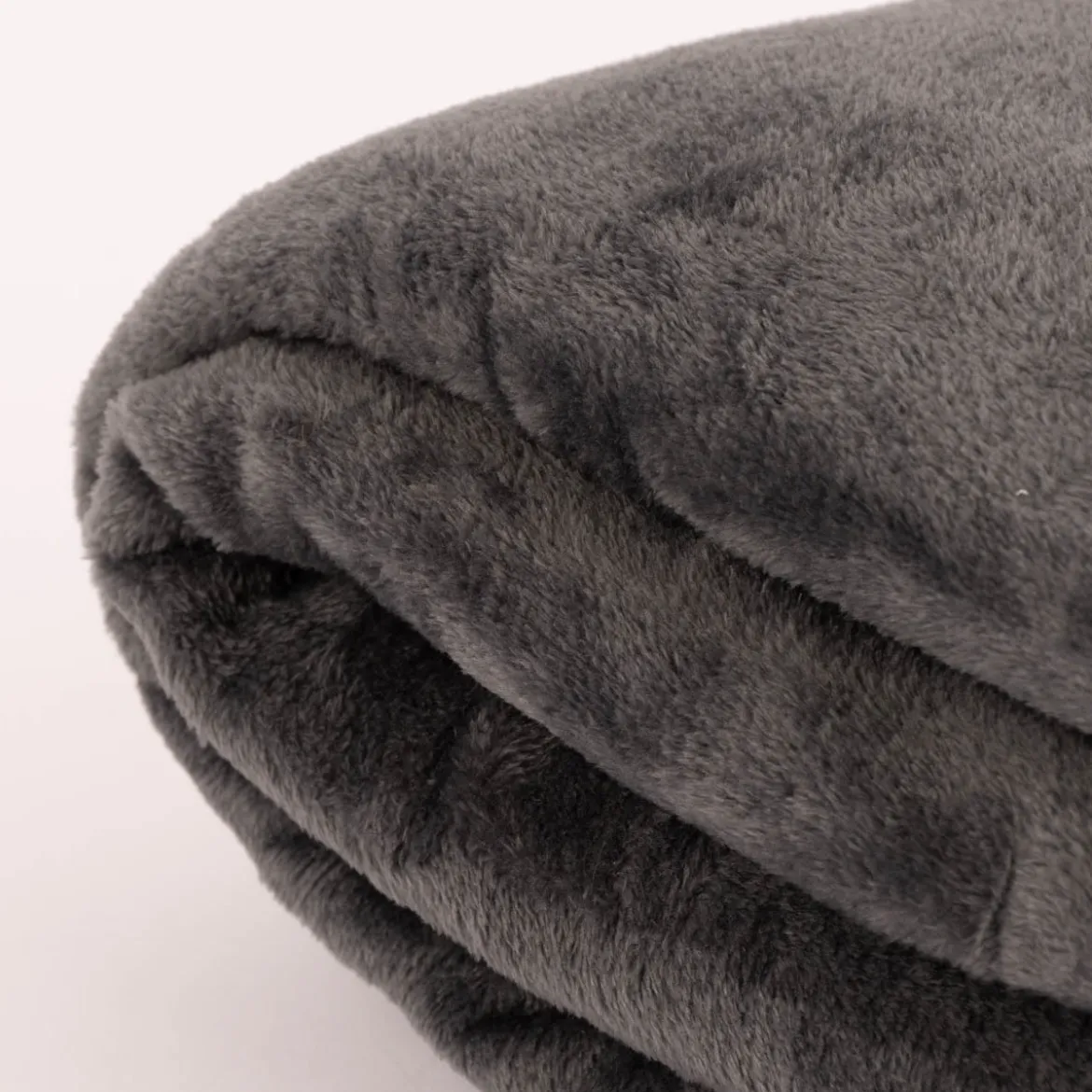 Große Kuscheldecke aus Microfaser einfarbig anthrazit grau 180x220cm