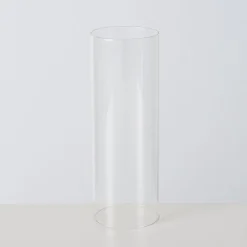 Großes Windlicht aus Metall mit Glaszylinder schwarz 15x15x55cm
