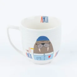 Große Tasse Seelöwe mit Mütze Keramik weiß blau rot versch. Motive 400ml