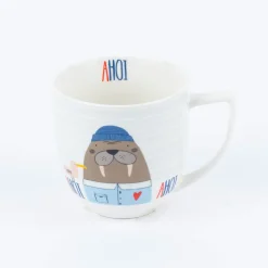 Große Tasse Seelöwe mit Mütze Keramik weiß blau rot versch. Motive 400ml
