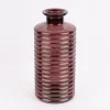 Große Vase zylinderförmig mit Rillenprägung u. schmalem Hals Glas klar violett 14,5x31cm