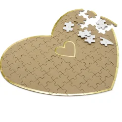 Gästebuch Puzzle Herzform Papier natur gold 45x35,5cm