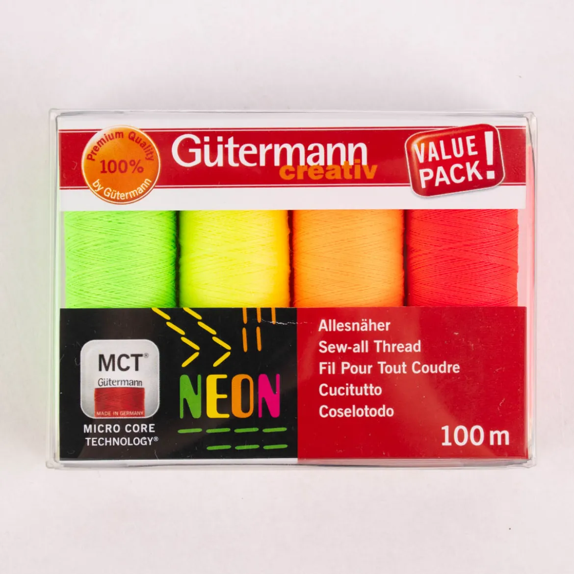 Gütermann Allesnäher Set Neon 4 Stück 100 Meter