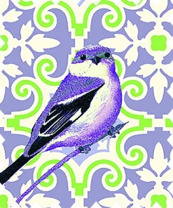 Gütermann Baumwollstoff Meterware Notting Hill Ornament mit Vogel flieder 1,45m Breite