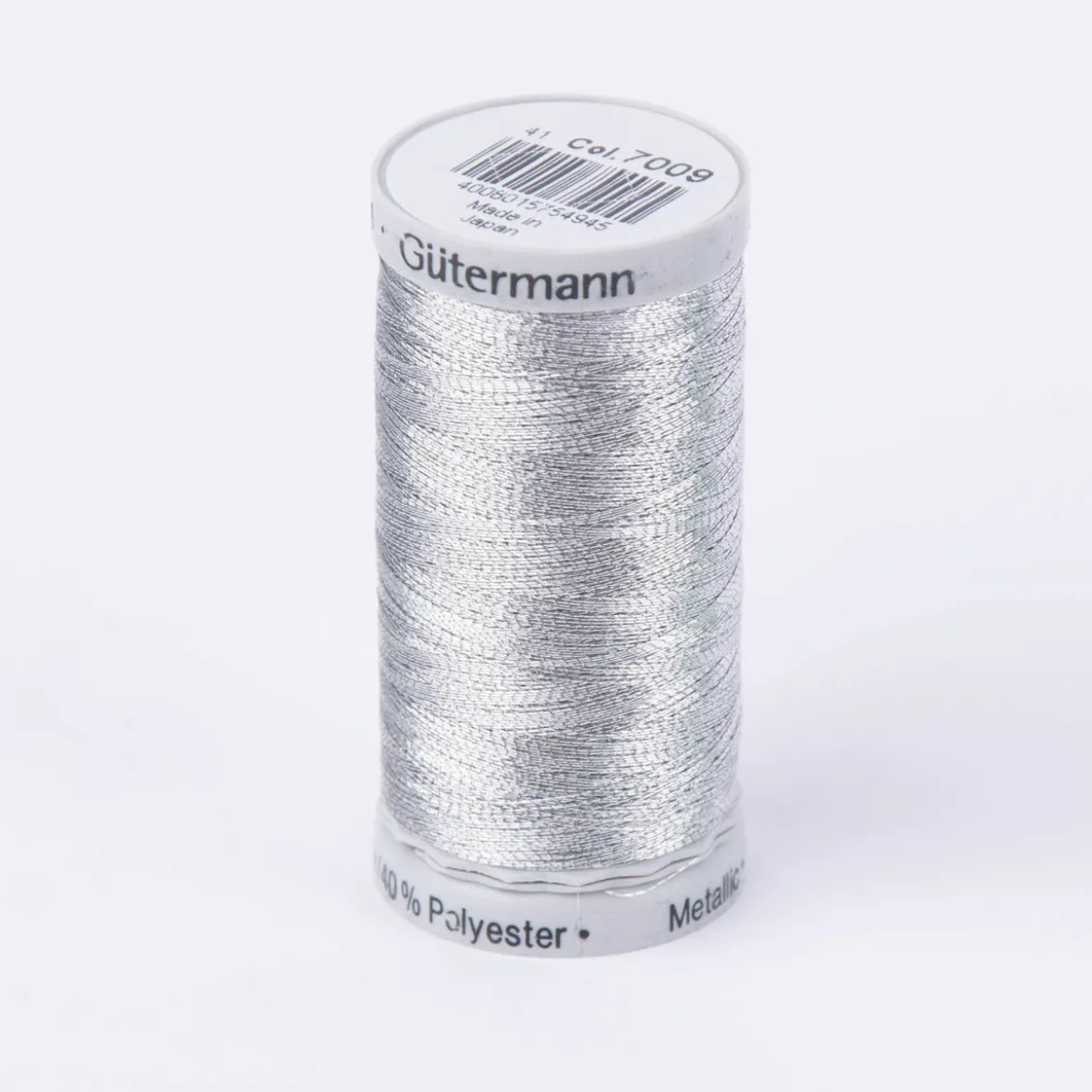 Gütermann Metallic Effektgarn Sulky Metallic Nähgarn Stickgarn Metalleffekt-Faden Farbnr. 7009 silber 500 Meter/Spule