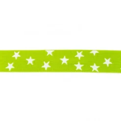 Gummi Band apfelgrün mit vielen kleinen weißen Sternen Meterware Breite: 2,5cm