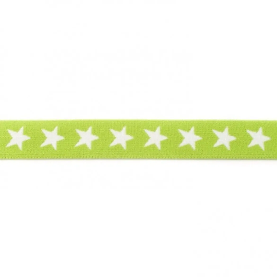 Gummi Band apfelgrün mit weißen Sternen Meterware Breite: 2cm