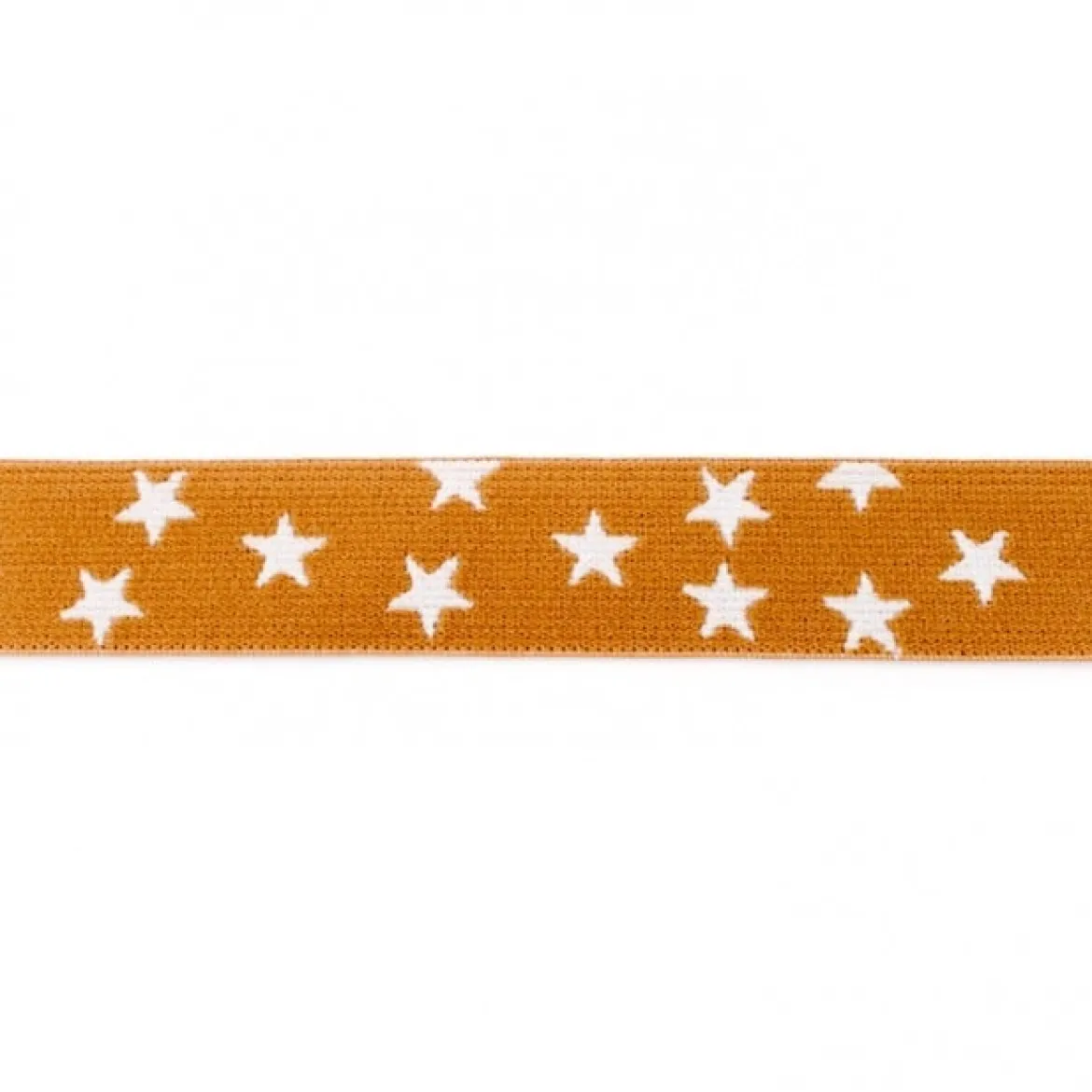 Gummi Band beige mit vielen kleinen weißen Sternen Meterware Breite: 2,5cm