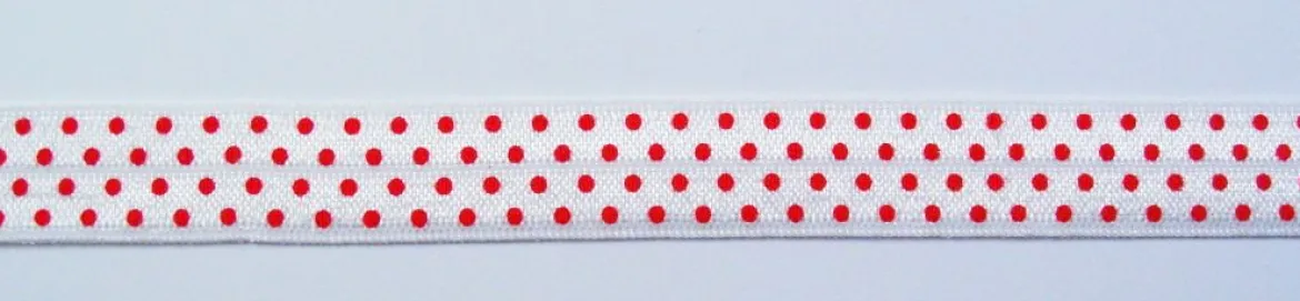Gummiband Elastic Schrägband Zierband weiß rot Punkte Breite: 1,5cm
