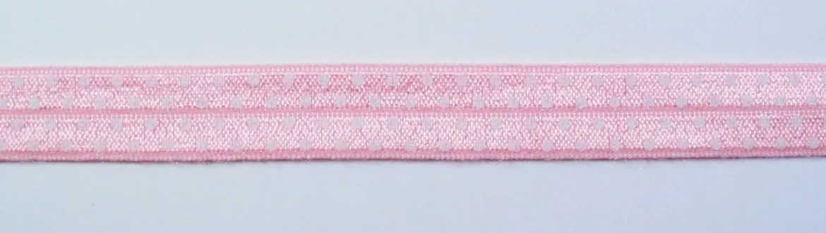 Gummiband Elastic Schrägband Zierband rosa weiß Punkte Breite: 1,5cm