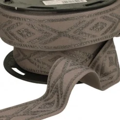 Gummiband Glitzer Rauten geometrisch hellbraun taupe silber 4cm Breite