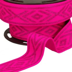Gummiband Glitzer Rauten geometrisch himbeere pink silber 4cm Breite