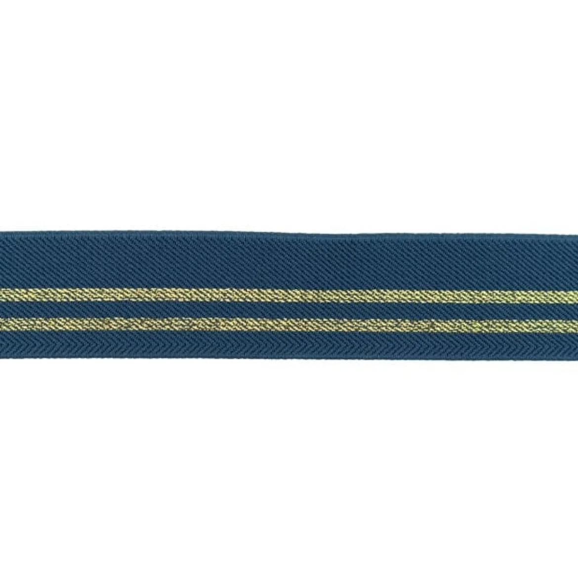 Gummi Band Glitzer Streifen blau goldfarbig Breite: 3cm