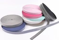 Gummi Band Glitzer türkis silberfarbig Meterware Breite: 2,5cm