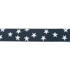 Gummi Band grau mit vielen kleinen weißen Sternen Meterware Breite: 2,5cm