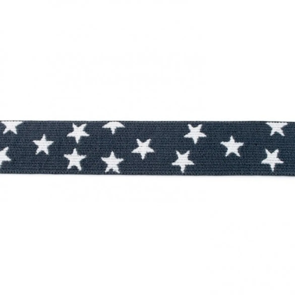 Gummi Band grau mit vielen kleinen weißen Sternen Meterware Breite: 2,5cm