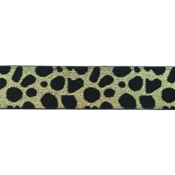 Gummiband Leomuster Glitzer Lurex schwarz hell goldfarbig Breite: 4cm