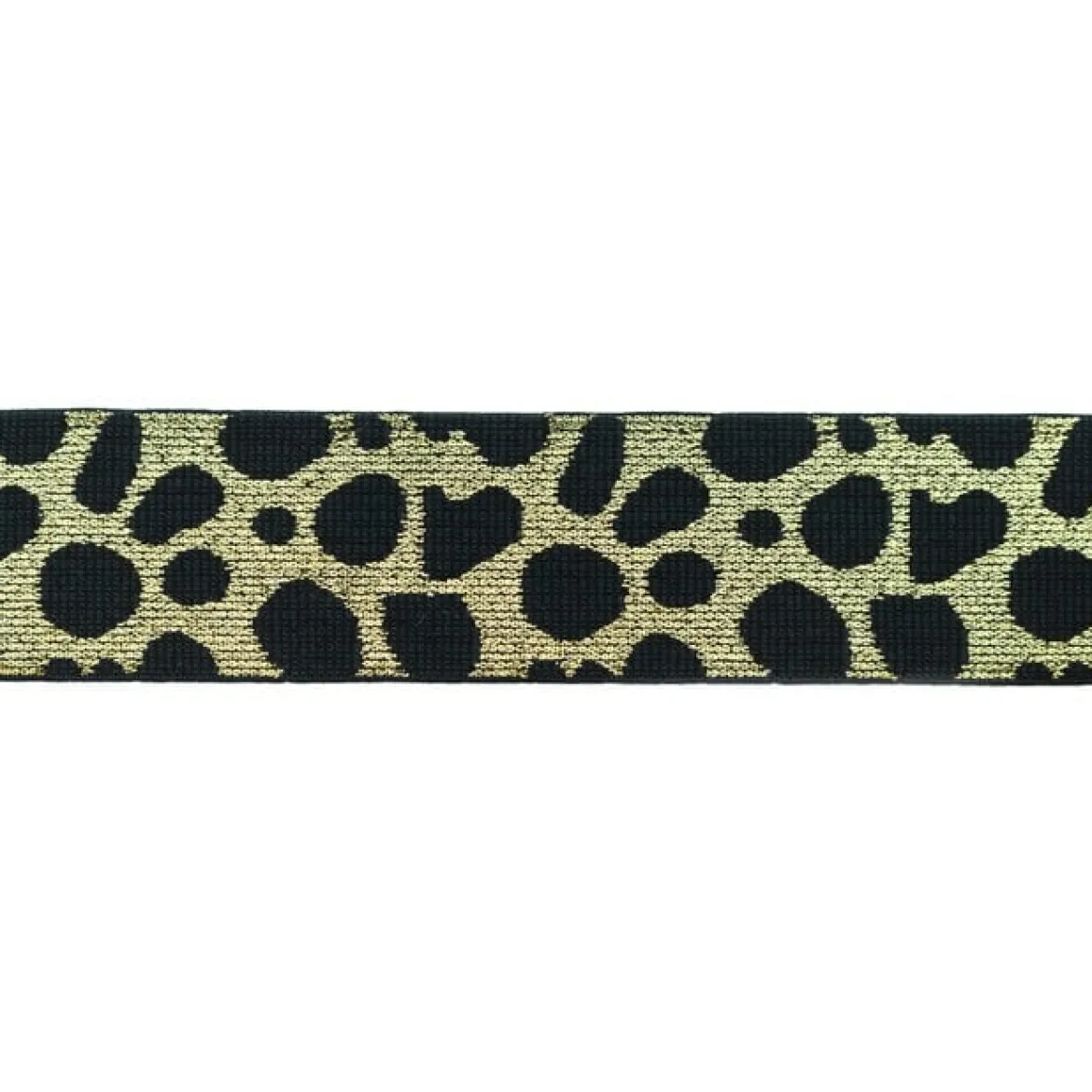 Gummiband Leomuster Glitzer Lurex schwarz hell goldfarbig Breite: 4cm