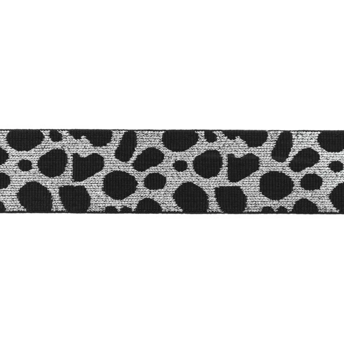 Gummiband Leomuster Glitzer Lurex schwarz silberfarbig Breite: 4cm