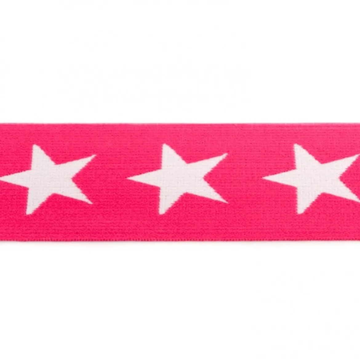 Gummi Band pink mit weißen Sternen Meterware Breite: 4cm
